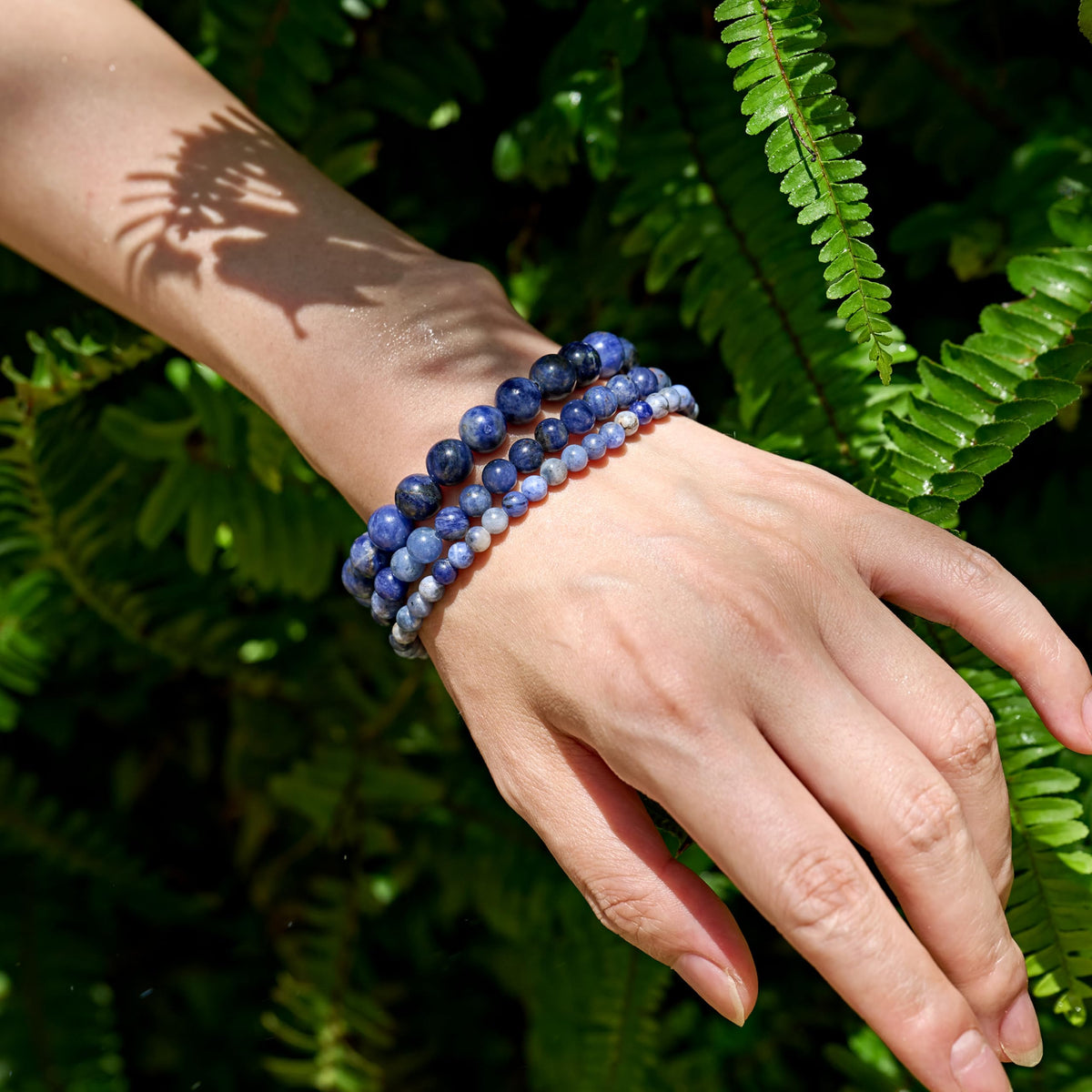 Bivei Sodalite-Clear Insight & Authenticity-4mm Beaded Bracelets for Women Handmade Semi Precious Natural Stone Stretch Elastic Jewelry Yoga Protection Gifts