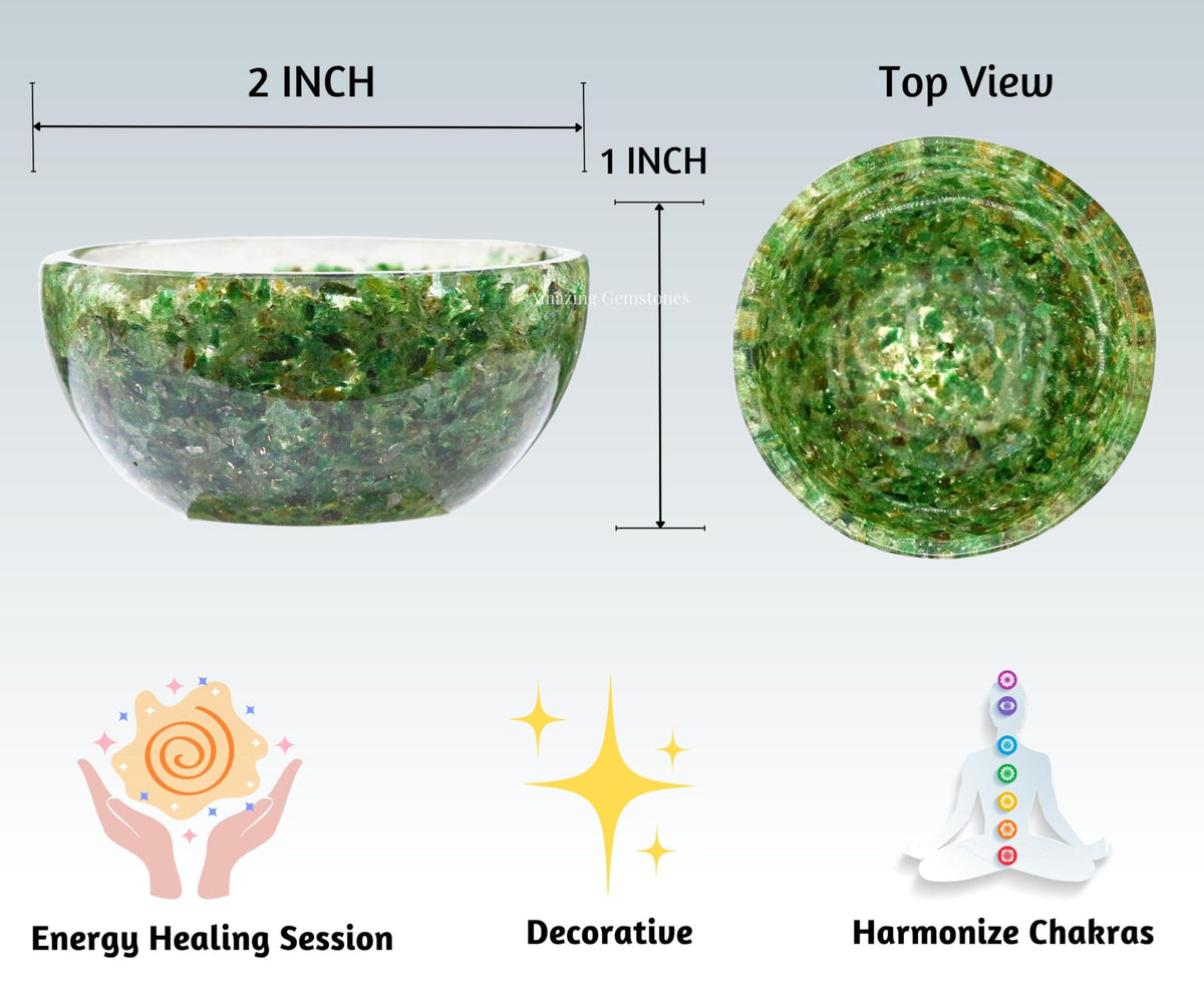 Amazing Gemstone Green Aventurine Orgonite Orgone Crystal Gemstone Bowl - 2" Orgonite Green Aventurine Crystal Bowl for Meditation, Crystals and Healing Stones Gift and Protection