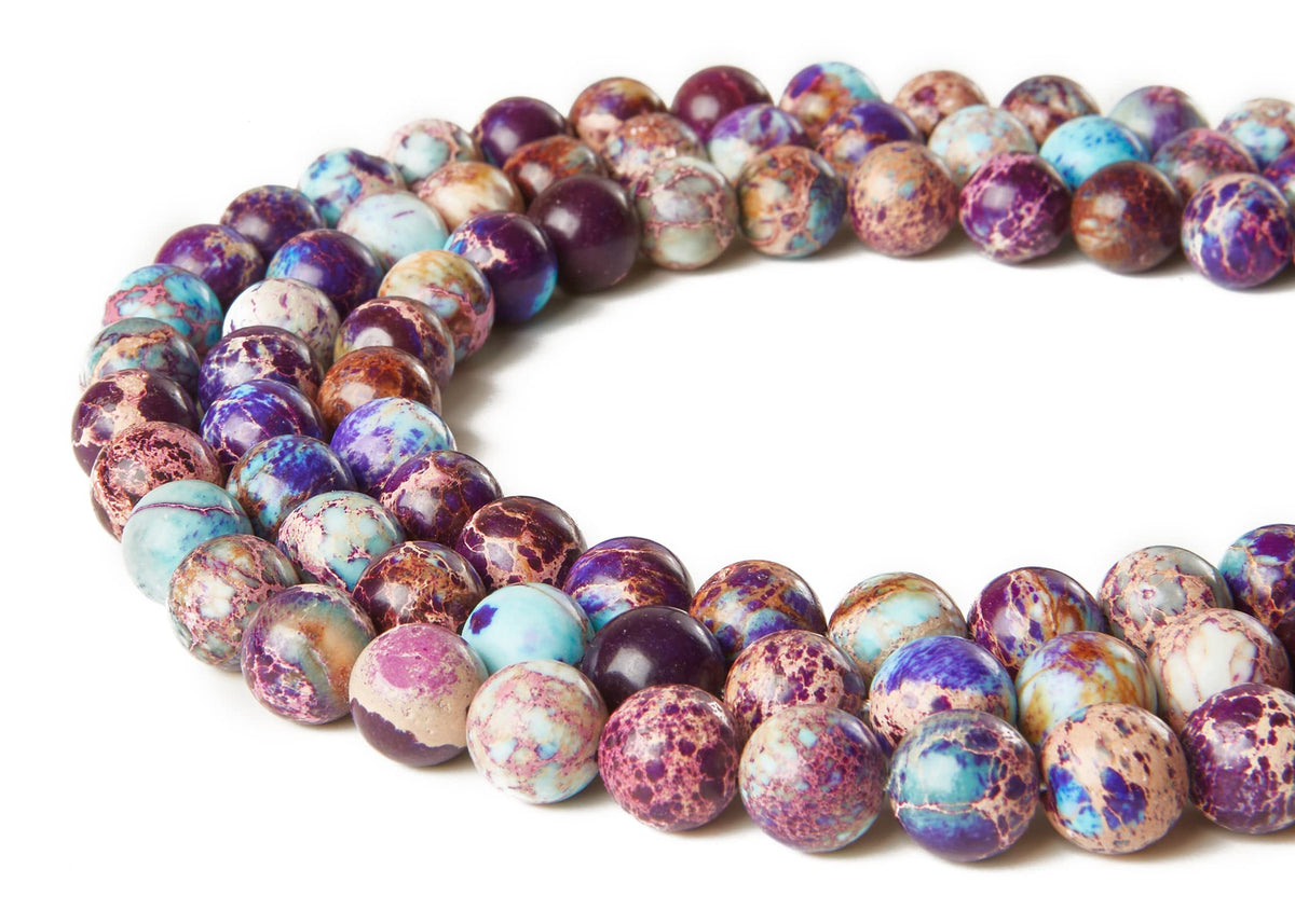 60pcs 6mm Colorful Imperial Jasper Beads Natural Gemstone Beads Round Loose Beads for Jewelry Making