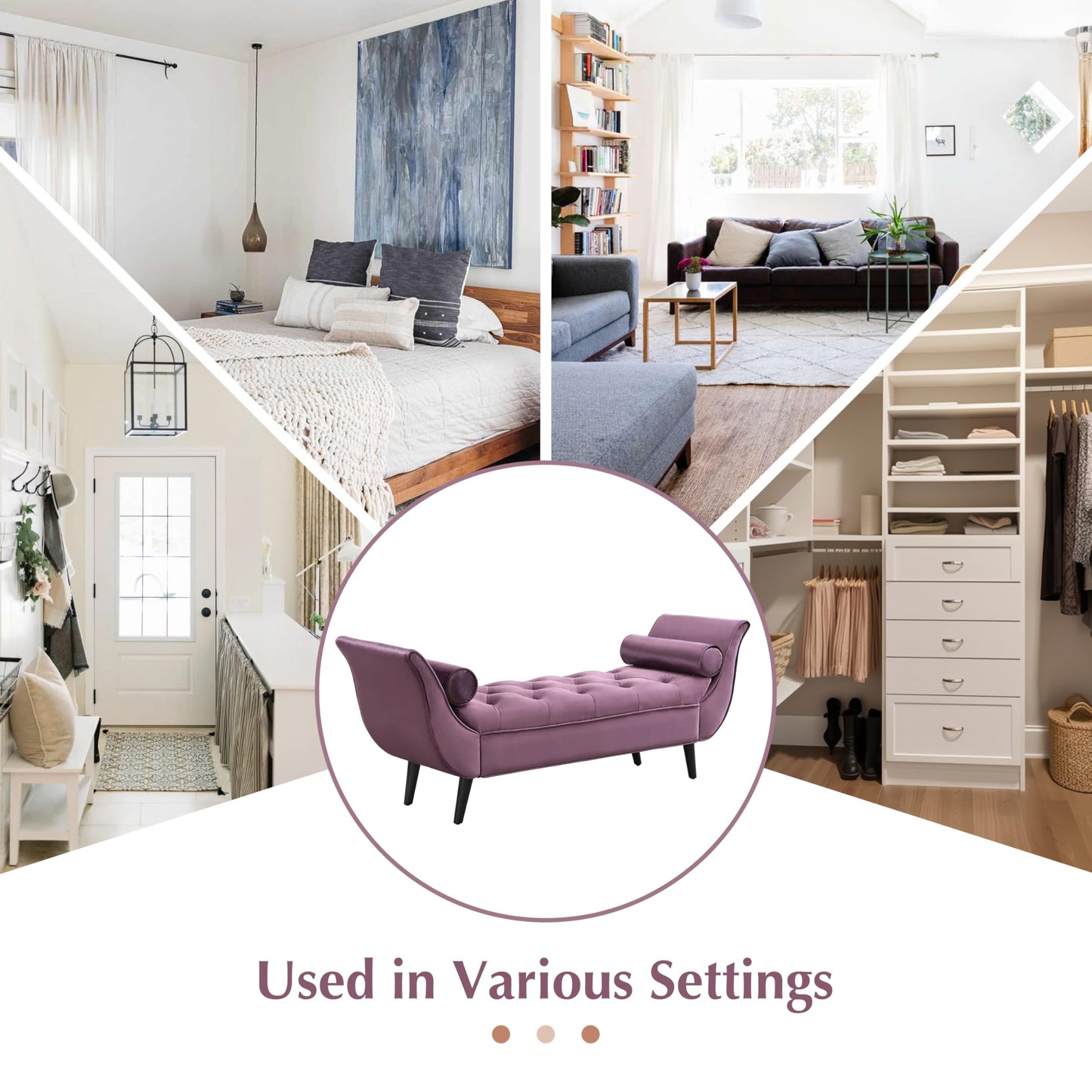 Christopher Knight Home Jolie Modern Velvet Upholstered Ottoman Bench with Pillow, Wooden Bedroom End of Bed Bench, Entryway Ottoman Foot Rest, Living Room Sofa Extra Seat, Purple