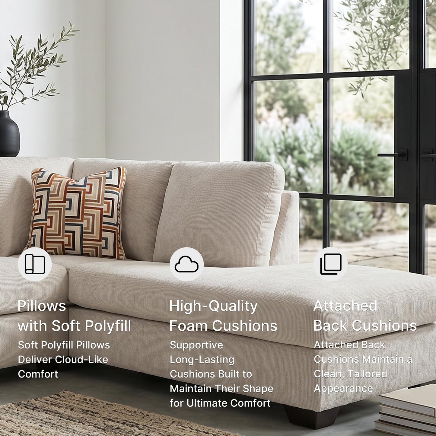 Signature Design by Ashley Aviemore Casual L-Shaped 2-Piece Sectional with Chaise and Loose Seat Cushions, Accent Pillows Included, 110" Wide, Light Gray