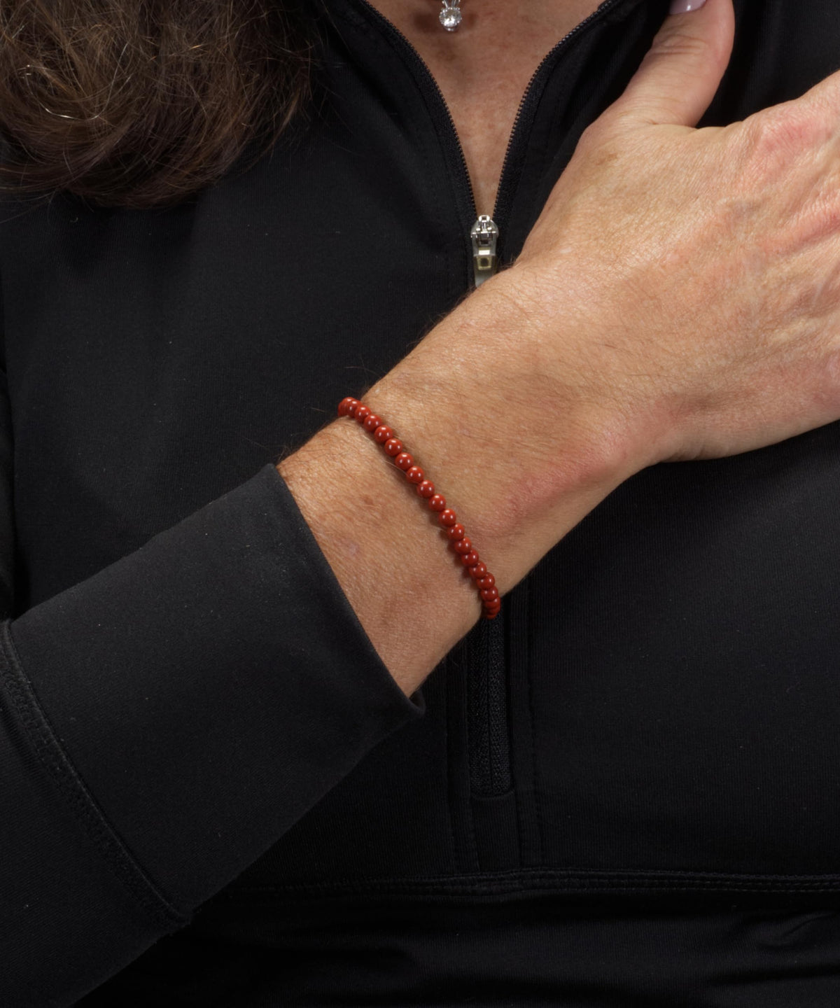 Cherry Tree Collection - Small, Medium, Large Sizes - Gemstone Beaded Bracelets For Women and Men - 4mm Round Beads (Red Jasper, Medium)