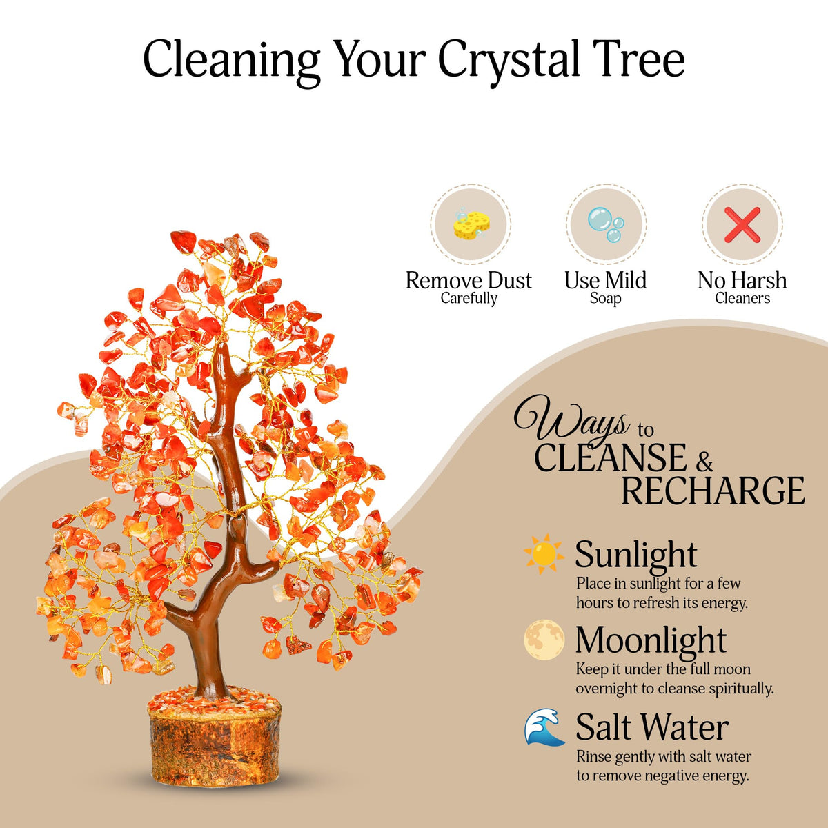 Carnelian Crystal Tree - Home Decor - Bonsai Tree - Tree of Life Decor - Spiritual Decor - Crystal Decor - Good Luck Gifts - Meditation Accessories - Money Tree - Desk Decor - Good Luck Charms
