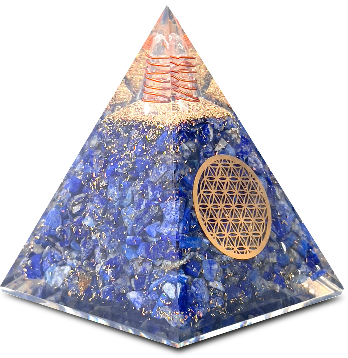 Orgone Pyramid of Success – Lapis Lazuli Orgonite for Honesty, Self-Awareness, Chakra Balancing, Meditation, Reiki Healing, EMF Protection & Positive Energy Enhancement