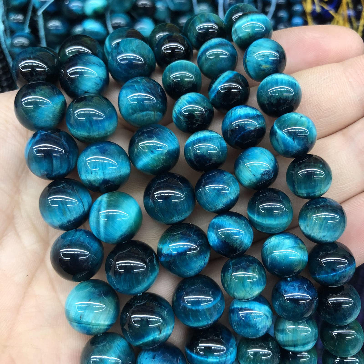 Blue Tiger Eye Gemstone Loose Beads Natural Round Loose Stone Beads for Jewelry Making DIY Bracelet Necklace Earrings 6mm 61-63pcs 1 Strand 15" (Blue Tiger Eye, 6mm)