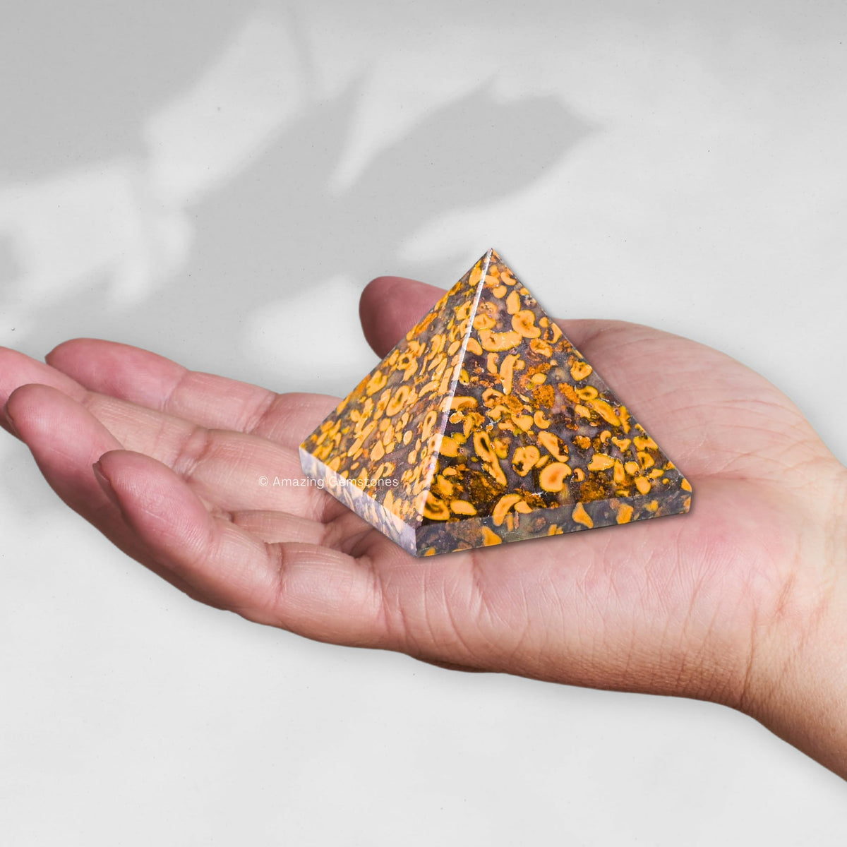 Amazing Gemstone Fruit Jasper Pyramid Crystal Healing Stones - 1.5" Great Pyramid Figurine of Natural Stone Pyramid for Meditation, Reiki, Chakra Balancing and Crystal Pyramids Grid