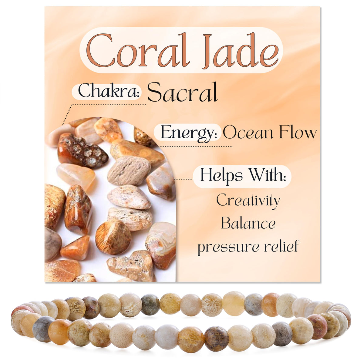 Bivei Coral Jade-Creativity &Calm-4mm Beaded Bracelets for Women Handmade Semi Precious Natural Stone Stretch Elastic Jewelry Yoga Protection Gifts