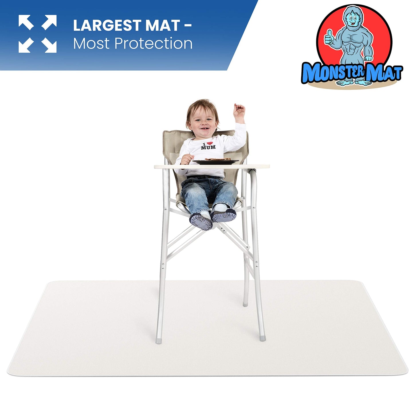 MonsterMat Extra Large Waterproof Splat Mat – 60"x60" Super Jumbo Mess Mat for Floor & Table Protection Washable - for Arts, Crafts, Painting, and Playtime (Grey)