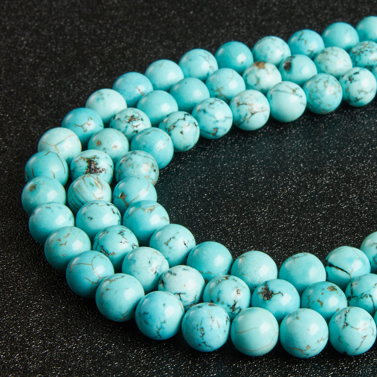 60pcs 6mm Turquoise Beads Natural Gemstone Beads Round Loose Beads for Jewelry Making