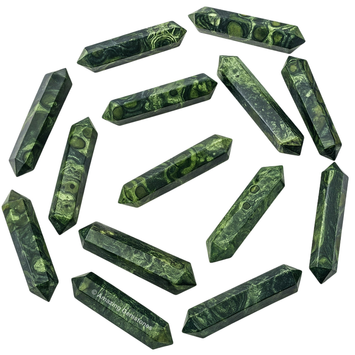 Amazing Gemstone Kambaba Jasper Crystal Points Bulk Healing Crystals - Pack of 3 Double Terminated Healing Wand Point Bulk Crystals for Crafts, Crystal Grid, DIY Work - - Beginners Gift