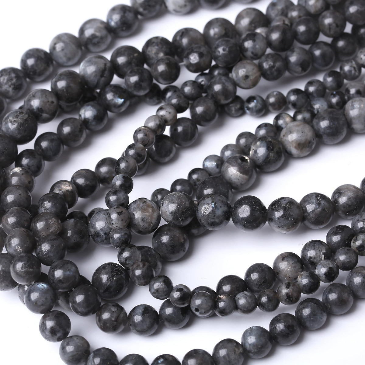 10MM Black Larvikite Round Loose Beads Natural Gem Beads Crystal Energy Stone Beads for Jewelry Making DIY Bracelet Necklace