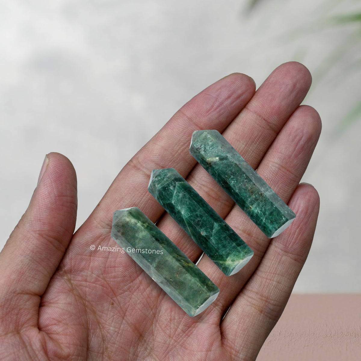 Amazing Gemstone Chrome Diopside Crystal Points Bulk Healing Crystals - Pack of 3 Single Terminated Healing Wand Point Bulk Crystals for Crafts, Crystal Grid, DIY Work - - Beginners Gift