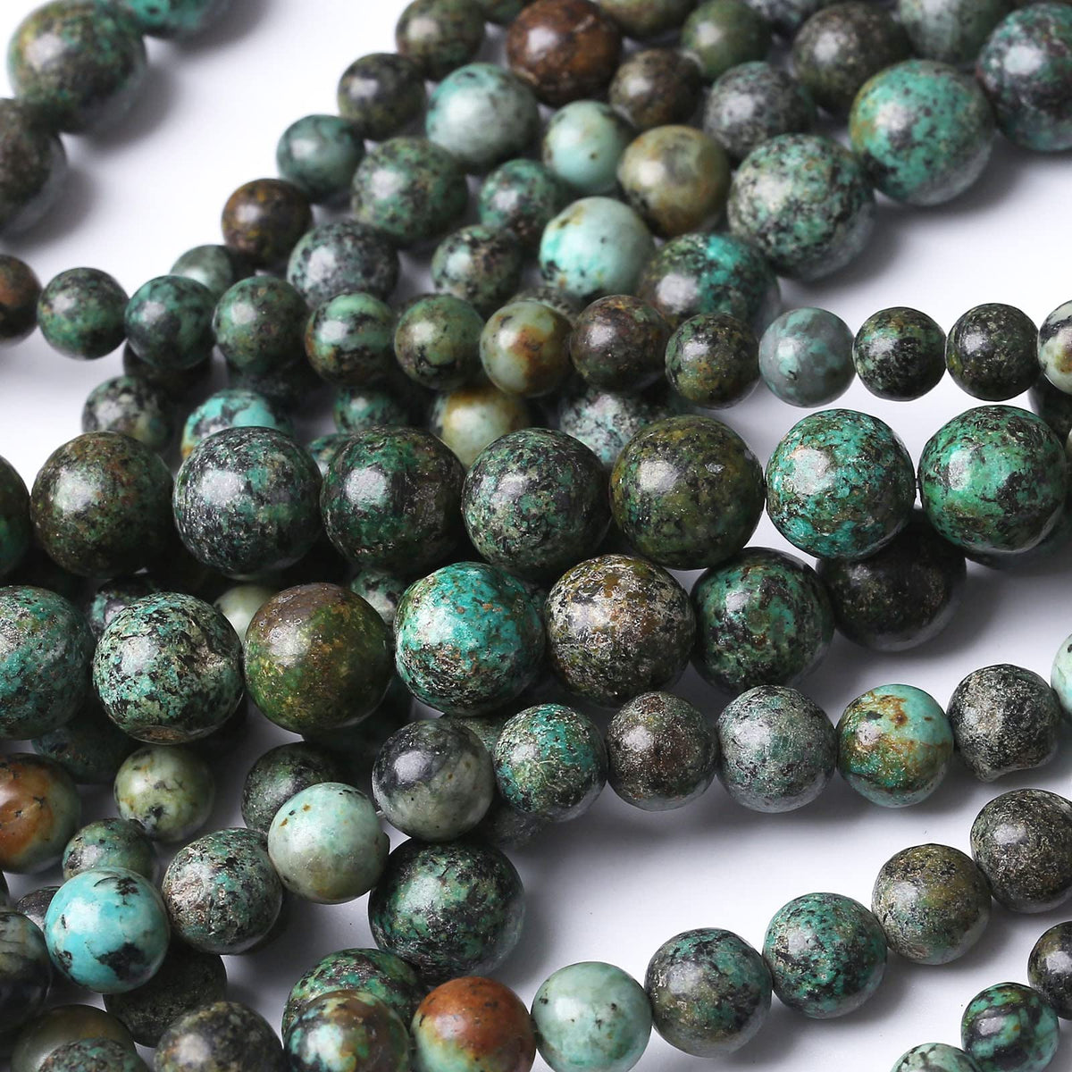 African Turquoises Stone Natural Stone Beads Gems Round Loose Beads Jewelry Making DIY Bracelet Necklace Accessory 1 Strand 32PCS 12MM 15"