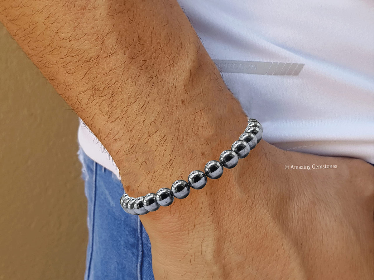 Amazing Gemstone Terahertz Stone Bracelet for Women Men's Gifts - Protection Healing Crystal Bracelet - 8mm Gemstone Beaded Adjustable Bracelet
