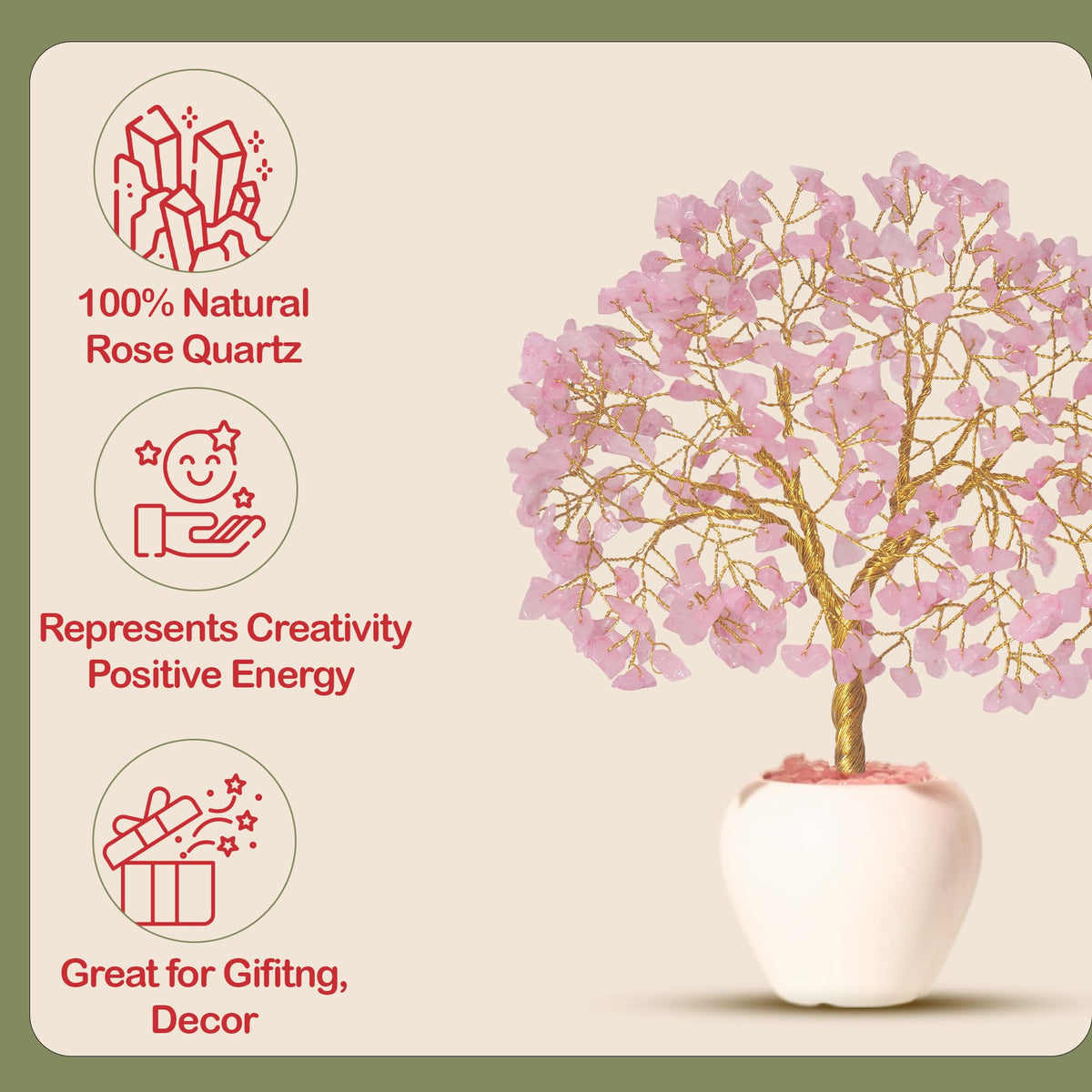 YATSKIA Rose Quartz Tree, Gemstone Tree, Healing Crystals and Stones, Birthday Gifts for Mom, Unique Gifts for Women, Crystal Decorations