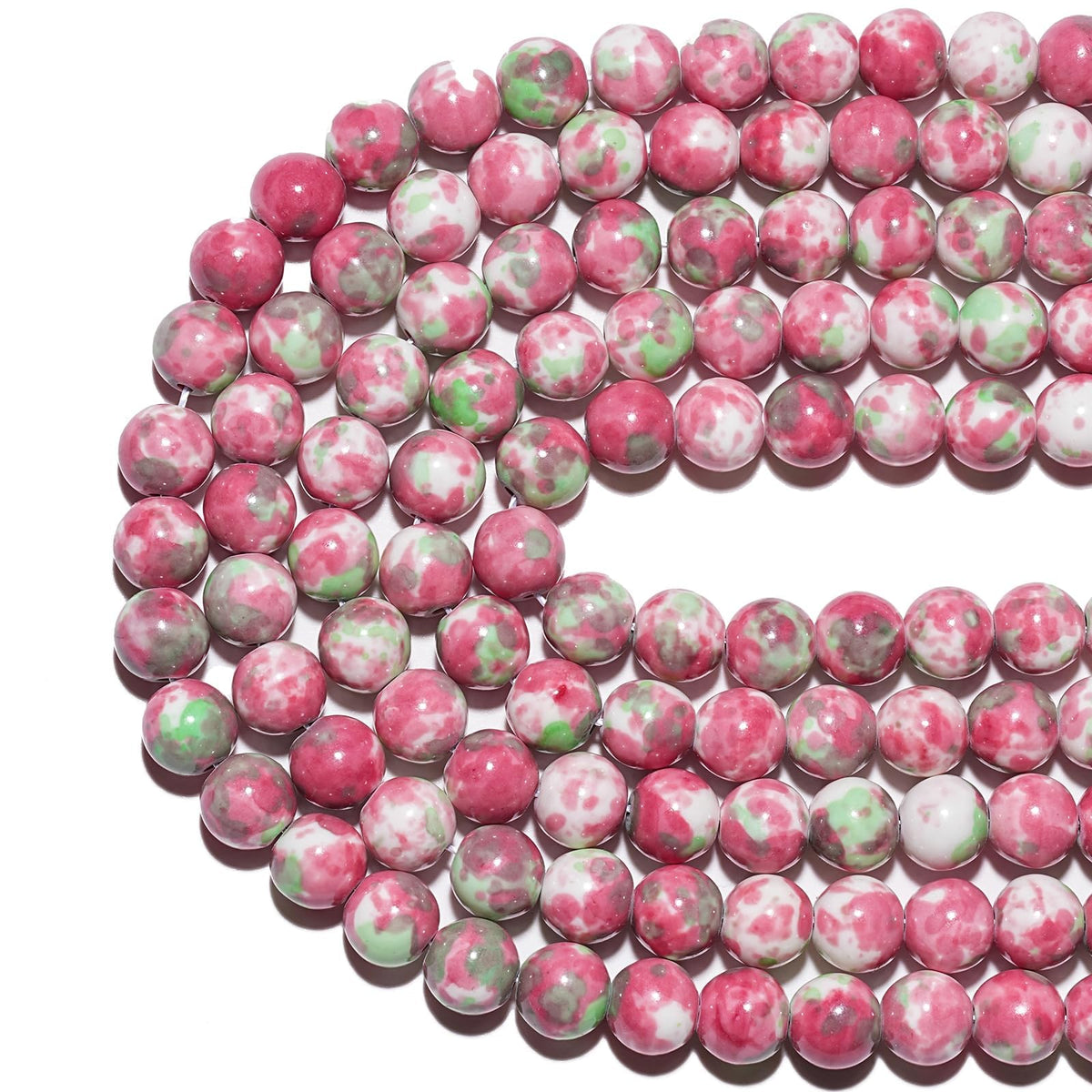 8mm Natural Green Red Rain Flower Gemstone Beads Polished Round Smooth Stone Beads for Bracelets Jewelry Making 15inch Loose Beads