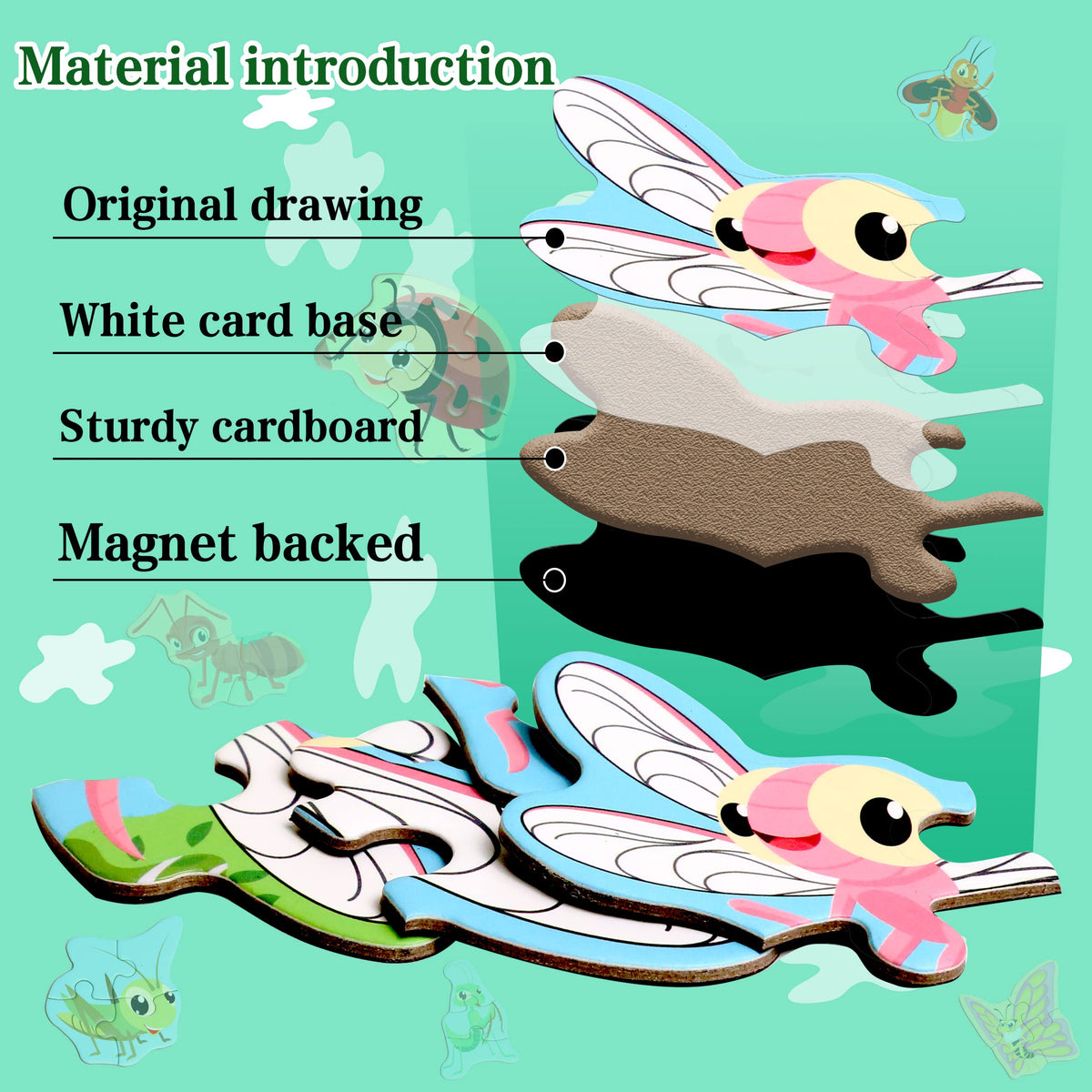 Magnetic Puzzles for Kids Ages 1-3, Travel Toddler Puzzles Ages 2-4 Year, Insect Activities Toy for Boys & Girls 3-5 yo - Learning Magnet Gift for Road Trip