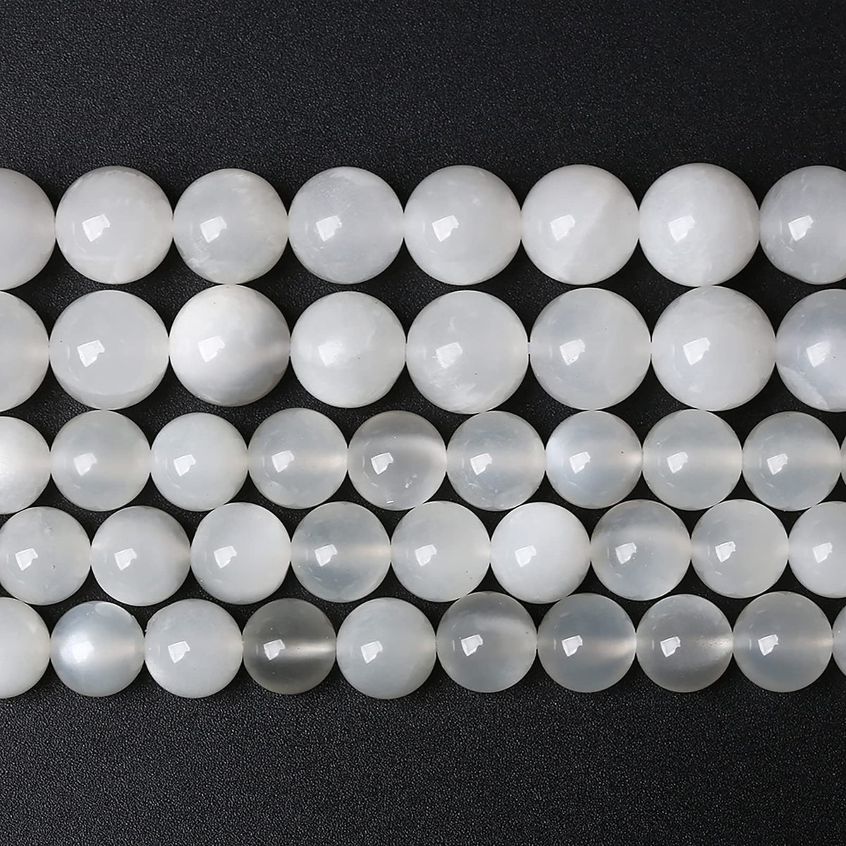 8MM 45PCS Natural White Moonstone Gemstone AAA Grade Crystal Spacer Loose Beads for Jewelry Making DIY Bracelet 15 Inches 1 Strand