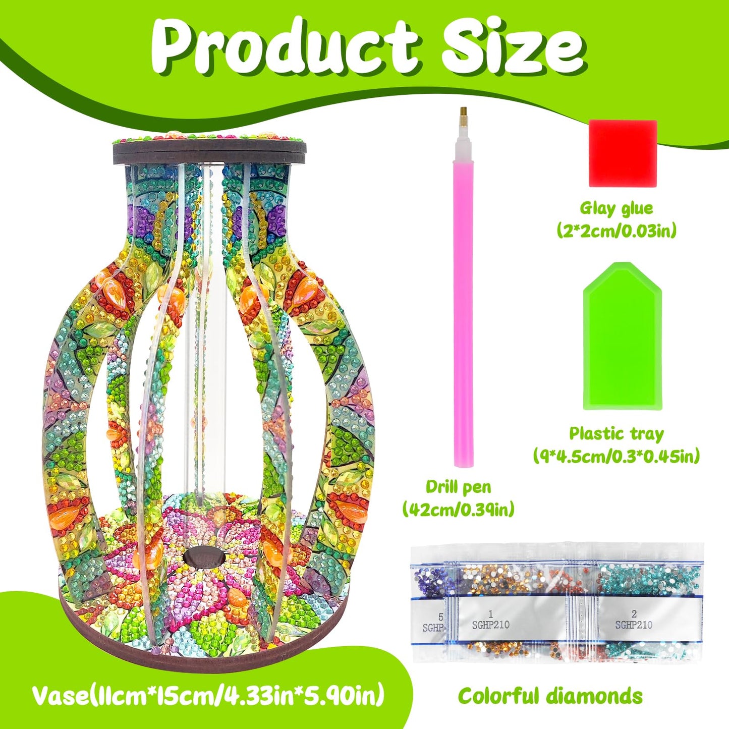 ILYUFO Diamond Art Kits for Adults, DIY Vase Diamond Art, Diamond Painting Kit, Ideal Desktop Ornaments & Thoughtful Female Gifts (Life)