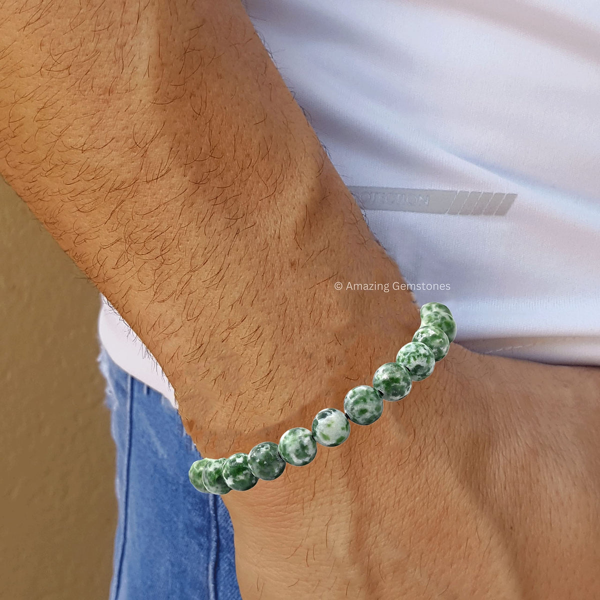 Amazing Gemstone Tree Agate Bracelet for Women Men's Gifts - Protection Healing Crystal Bracelet - 8mm Gemstone Beaded Adjustable Bracelet