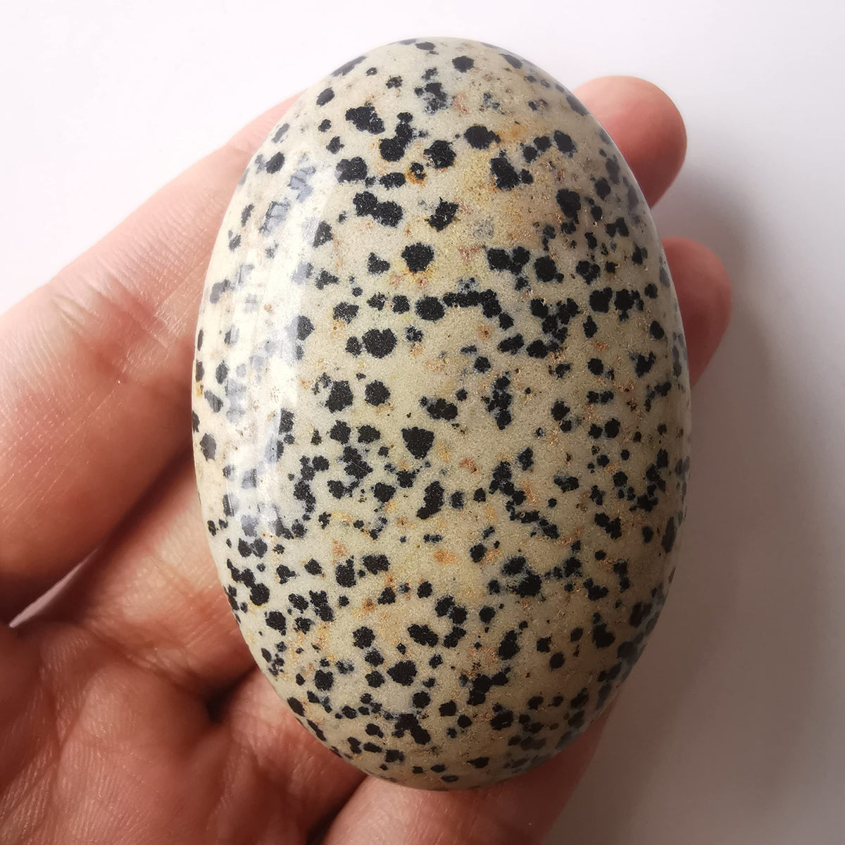 Loveliome Natural Dalmation Jasper Oval Polished Worry Stones, Healing Crystal Indoor Fountain Stones Massage Energy Anxiety Relief Items