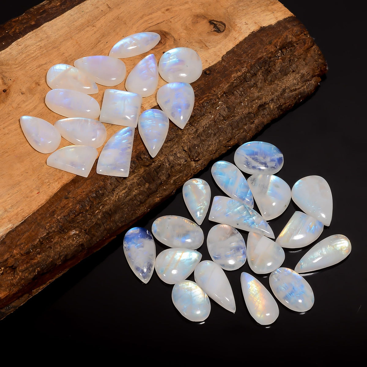 Natural Moonstone Gemstone- Healing Crystals for DIY -Loose Natural Cabochon -Perfect for Crafting Jewelry (5 pcs, 15-25mm)