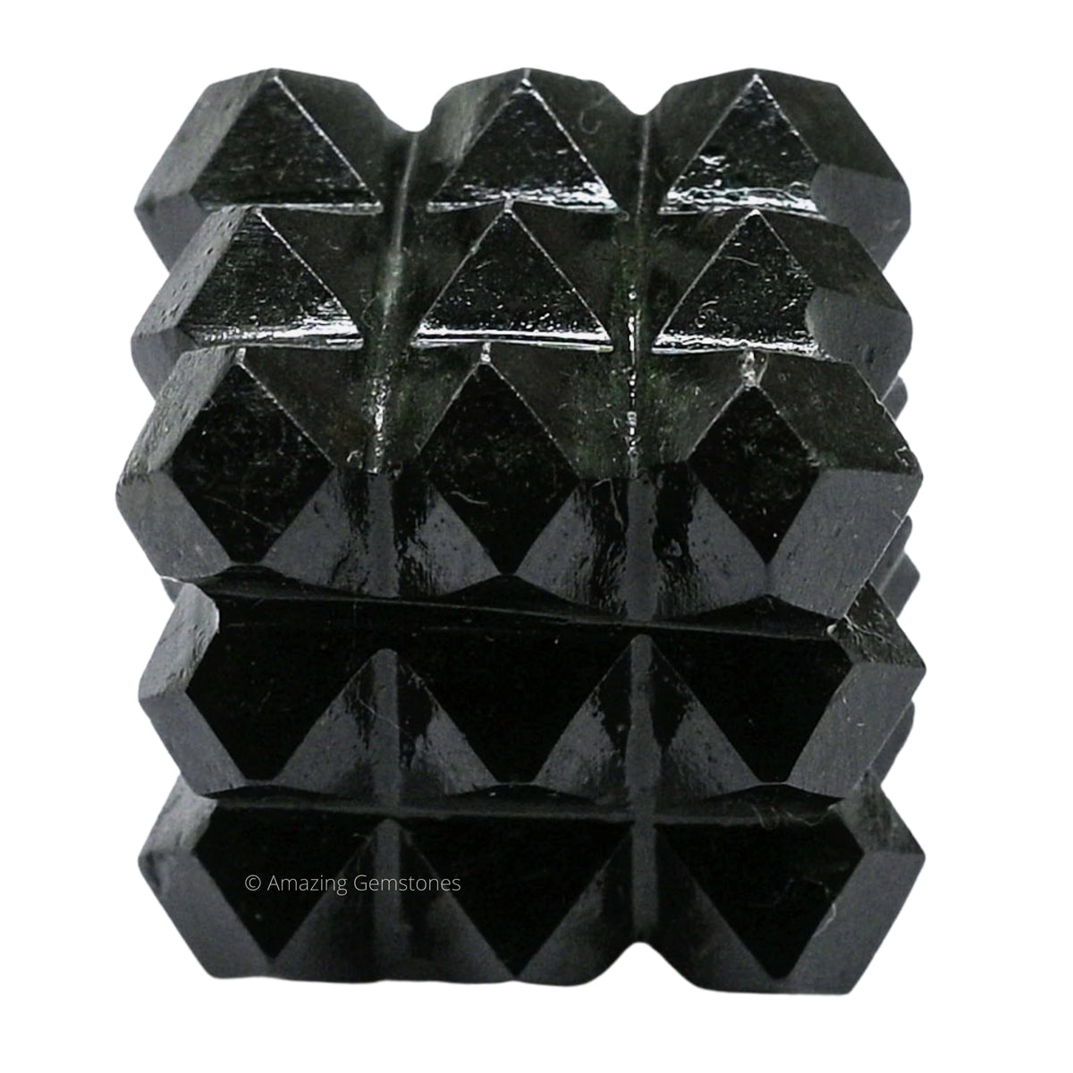 Amazing Gemstone Black Tourmaline Crystal Cube with 54 Pyramid - 1" Mini Lemurian Pyramid Cube Figurine of Natural Stone Pyramid for Meditation, Reiki, Chakra Balancing Vastu Pooja and Crystal Grids