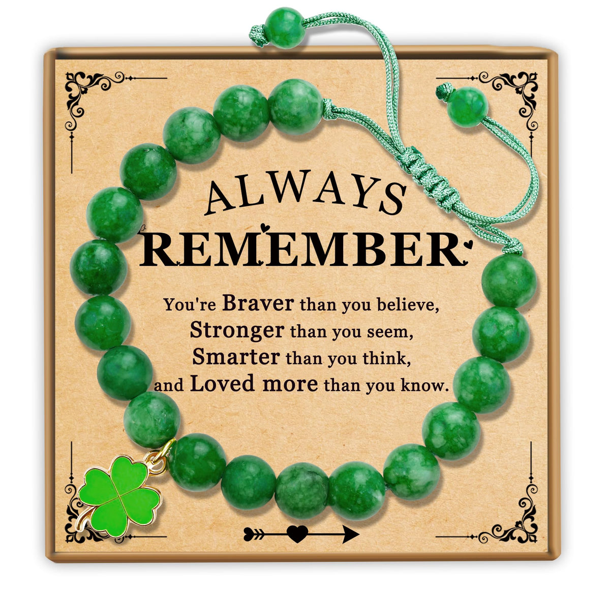 PEALICIOUS Shamrock Bracelets for Women Natural Green Jade Brecelet Adjustable Shamrock Beaded Braclet Crystal Jewelry for Good Luck Graduation Gifts for Women