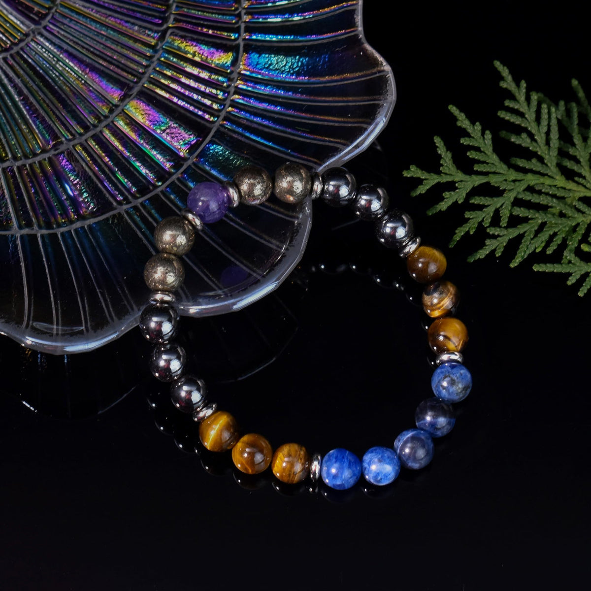Ayriwoyi Men's Bracelet Healing Bracelet for Men Blue Stone Tiger Eye Hematite beaded Bracelets for Men Strength Bracelets for Women