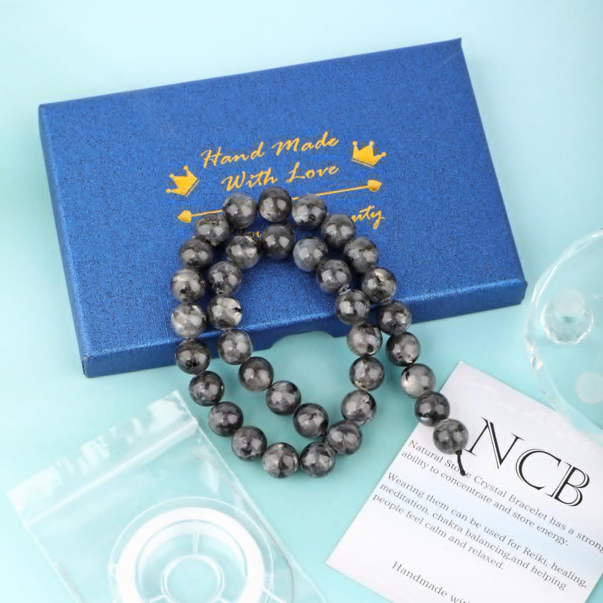 CMBYN Natural Stone Beads Round Genuine Real Stone Beading Strand Loose Gemstones DIY Smooth Bead for Bracelet Necklace Earrings Jewelry Making (Black Larvikite, 10mm 36 Pieces)