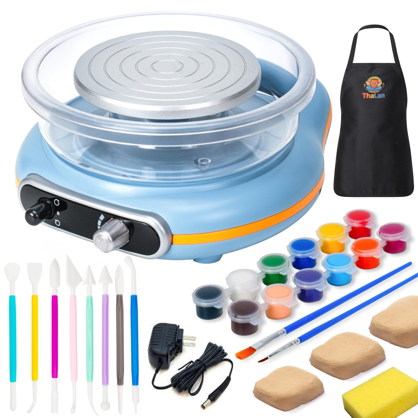 Pottery Wheel for Kids | Clay Machine for Beginners | 4.7 Inch Electric Mini Wheel Kit for Arts | Includes 8 Piece Tool Set and Paint | Educational Pottery Kit for Adults