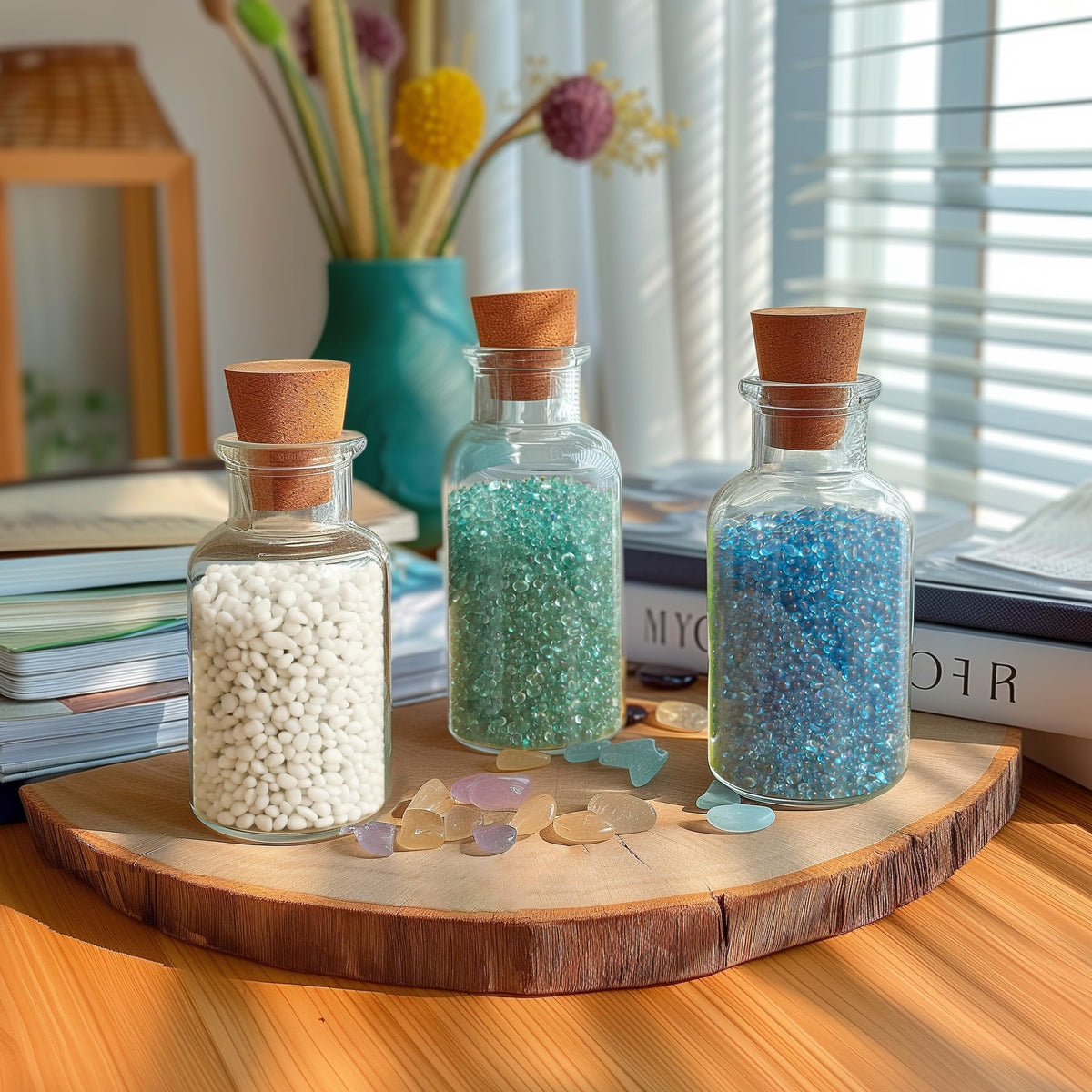T4U Fish Tank Gravel 2 LB, Tumbled Small Rocks for Aquarium, Glass Beads for Vases, Succulent Rocks for Plants, Aquarium Gravel Decorative Pebbles for Terrarium Crafts Vase Filler, Blue