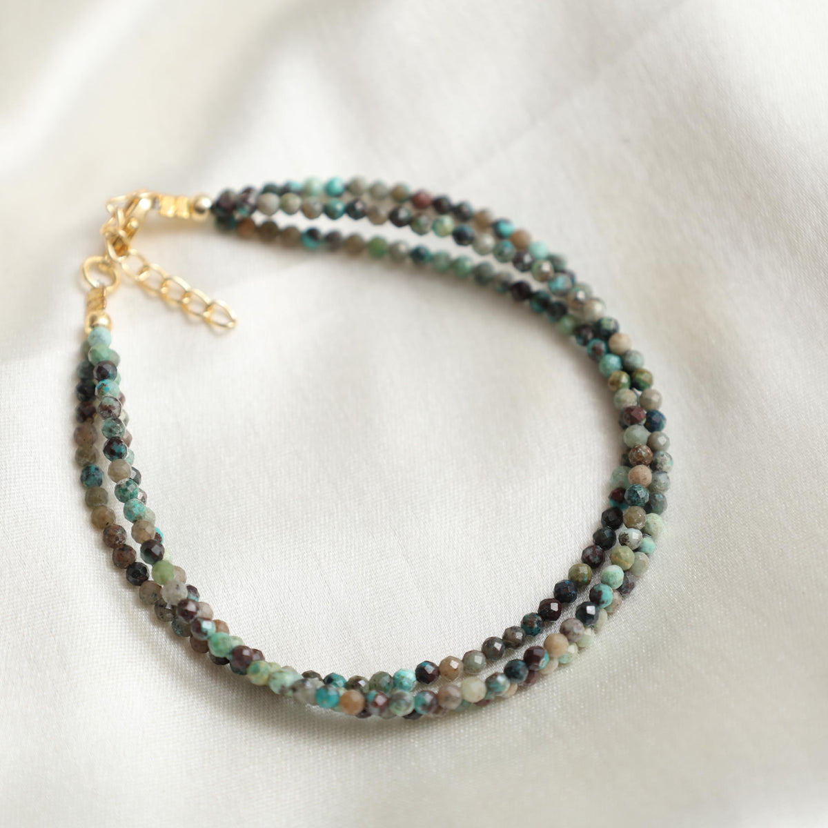 Gempires Turquoise Beaded Bracelets Multi Strand Handmade Jewelry Hypoallergenic 8 Inch Gold Plated December Birthstone Elegant Jewelry Gifts For Women
