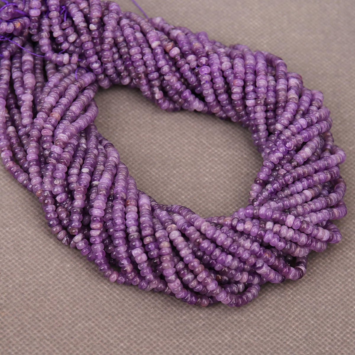BONNY BOXX 1 Strand (150PCs) Natural 2 * 4mm Amethyst Rondelle Beads, Natural Abacus Disk Stone Beads Loose Spacer Gemstone for DIY Bracelet Necklace Jewelry Making