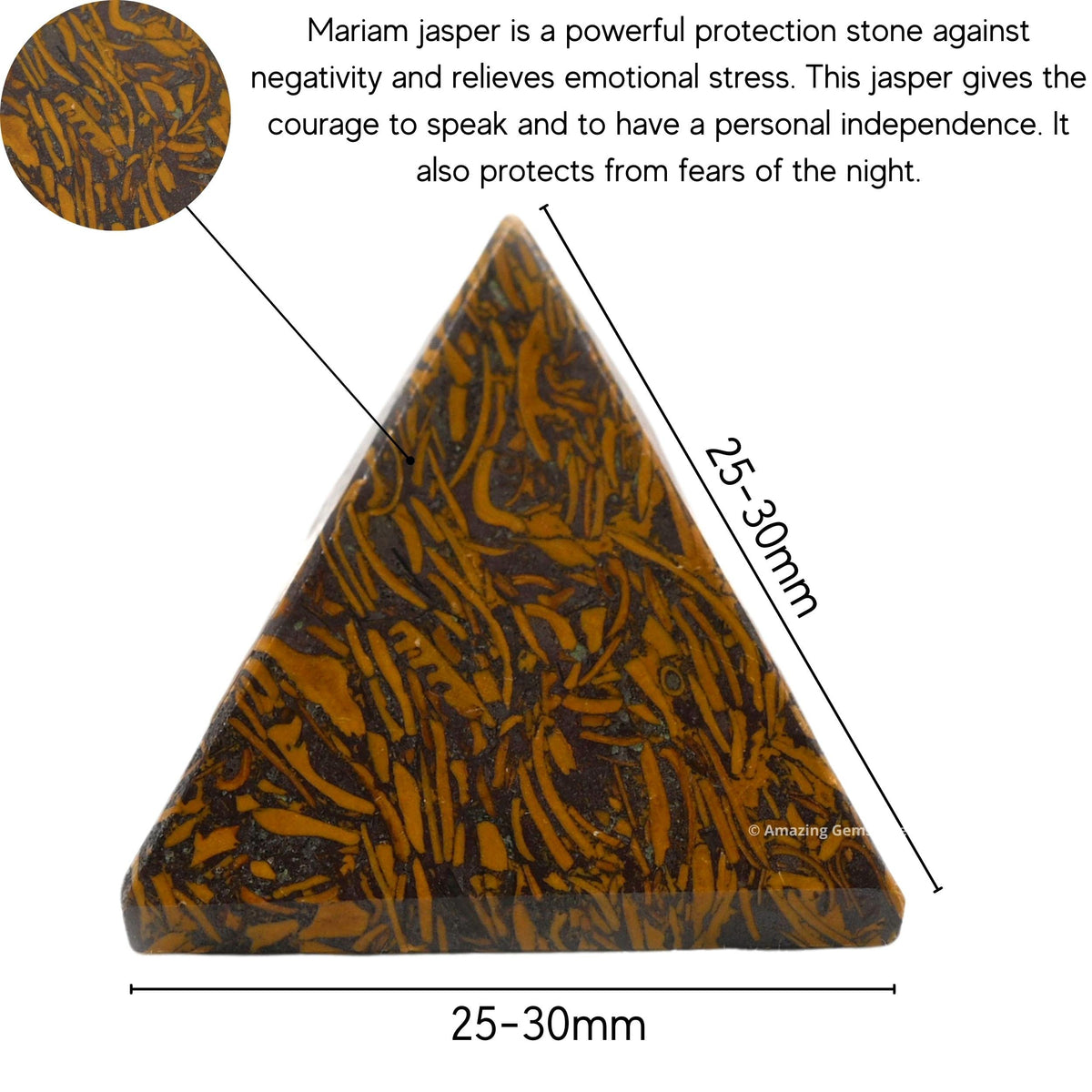 Amazing Gemstone Mariyam Jasper Calligraphy Stone Pyramid Crystal Healing Stones - 1" Great Pyramid Figurine of Natural Stone Pyramid for Meditation, Reiki, Chakra Balancing and Crystal Pyramids Grid