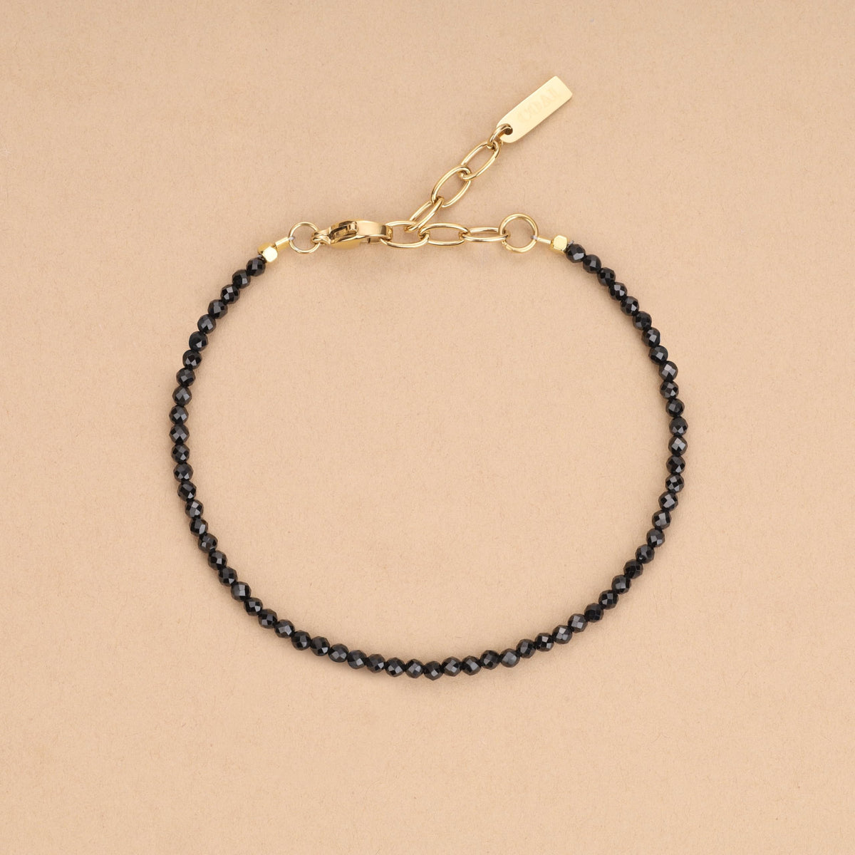 COAI Women's Crystal Bracelet, Black Tourmaline Bracelet for Women 3mm
