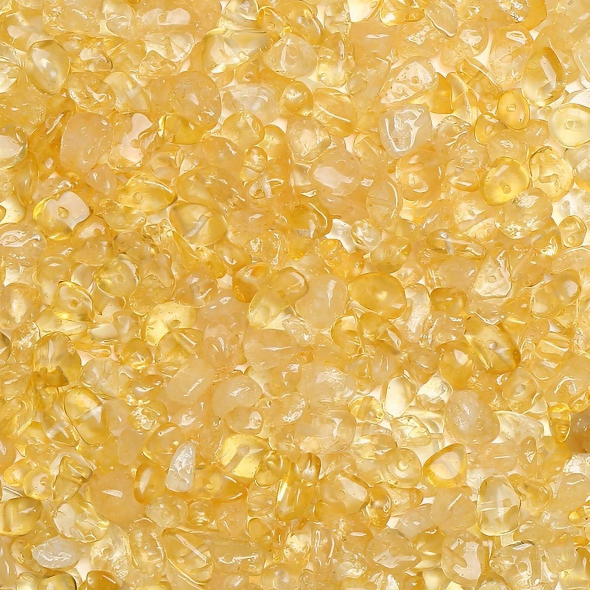 200pcs Natural Chip Stone Beads Gemstone Healing Crystal Loose Rocks Bead Irregular Glass Seed Charm Beads Drilled DIY for Jewelry Bracelet Necklace Earrings Making Crafting Supplies (Yellow, 5-8mm)