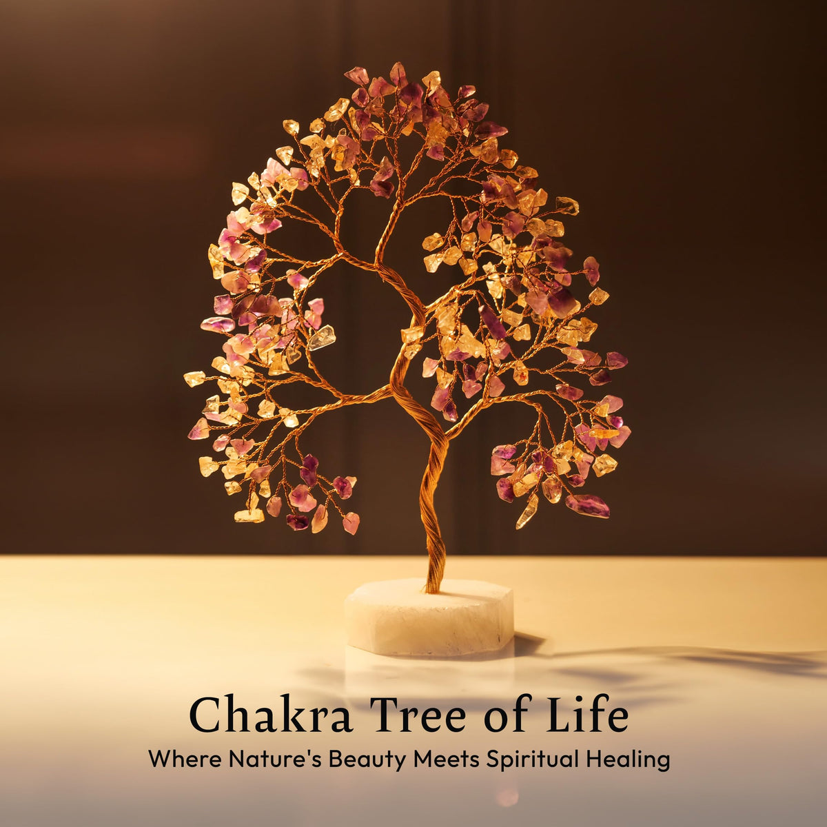 Amethyst and Citrine Gemstone Tree, Crystals and Healing Stones, Crystal Tree for Positive Energy, Tree of Life, Clever Birthday Gifts, Chakra Tree, Tree of Life Decor, Thoughtful Gifts for Women