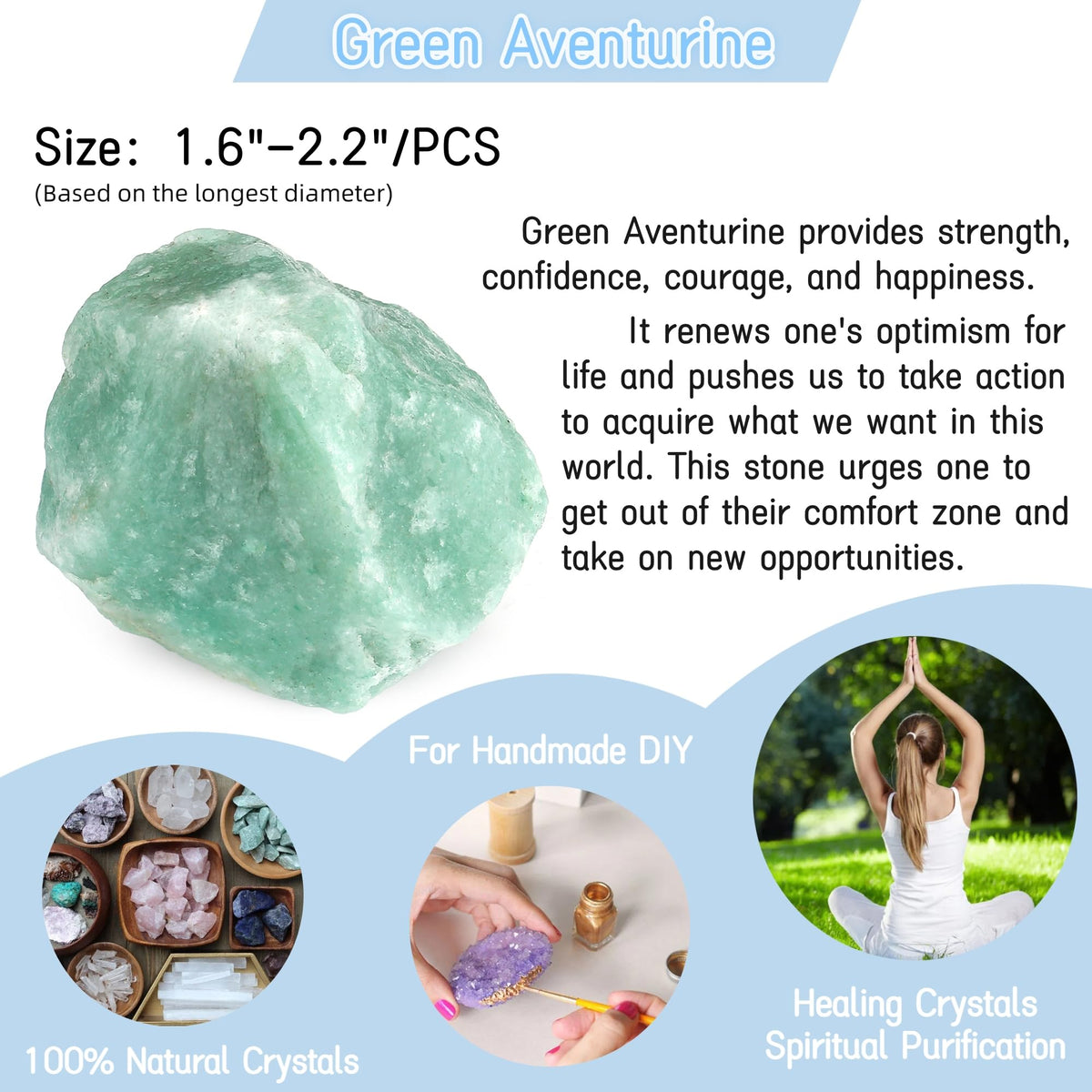 YATOJUZI Green Aventurine 1.8-2.2" Natural Raw Stones and Healing Crystals Large Stone Rough Crystal Rocks for Tumbling Cabbing Polishing Fountain Rocks Decoration 1PCS