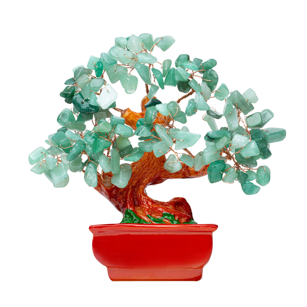 QINJIEJIE Green Aventurine Crystal Healing Money Tree of Life Feng Shui Decor Energy Gemstone Office Desk Meditation Spiritual Gift