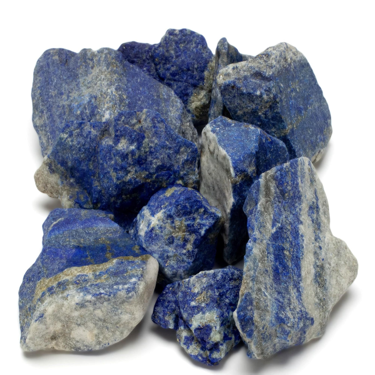 KALIFANO Rough Lapis Lazuli 10 Stone Bulk Bundle with Healing & Calming Effects - AAA Grade High Energy Raw Crystal - Reiki Stone Used for Rock Tumbling and Lapidary (Family Owned and Operated)