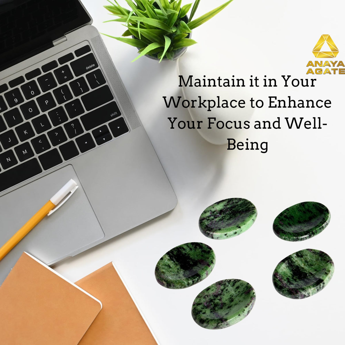 Anaya Agate Ruby Zoisite Worry Stones Certified Crystal Thumb Worry Stone for Anguish, Relaxing and Soothing Balance Stones for Meditation, Stress Relief Crystals and Healing Stones for Men, Women