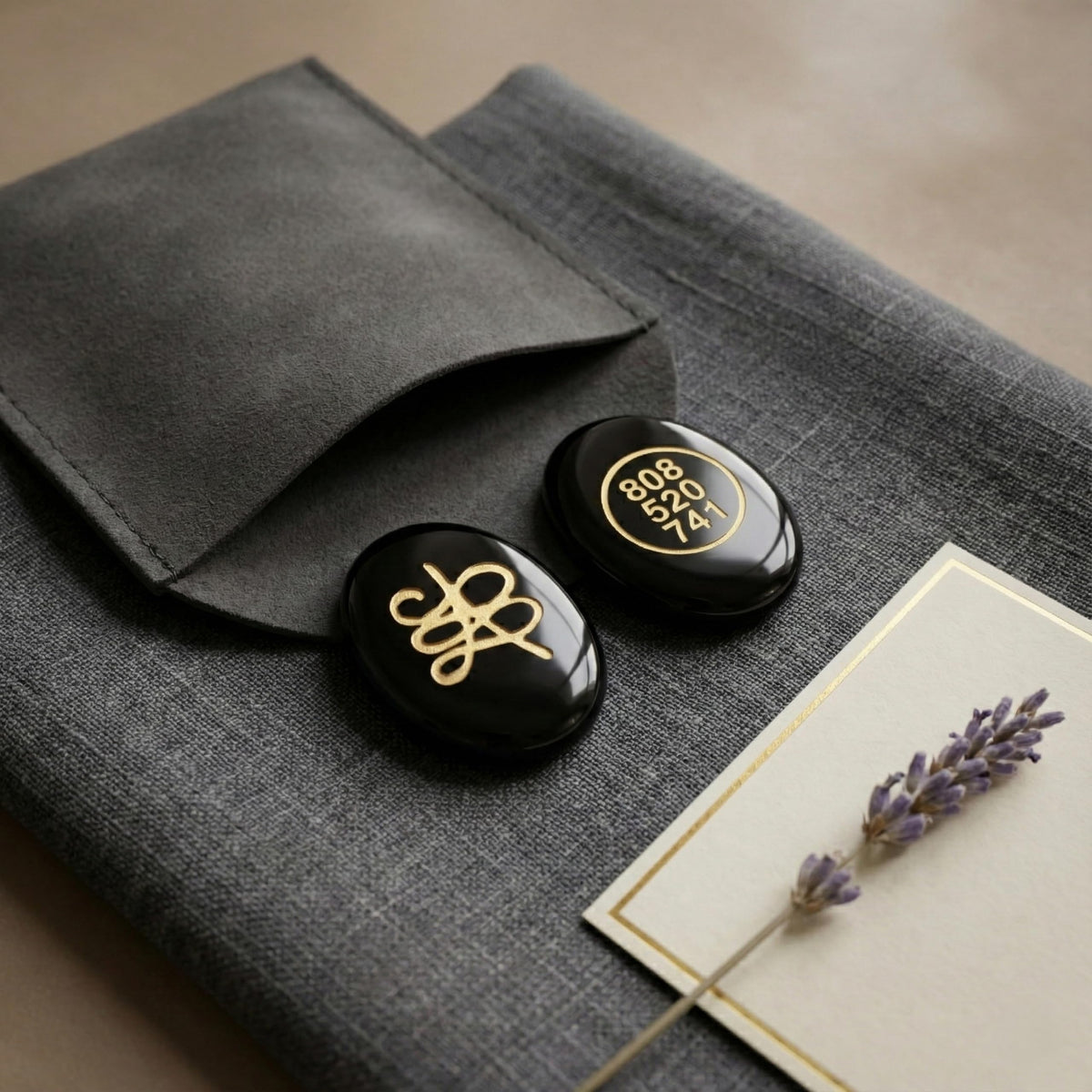 Trrystals Natural Gemstone Zibu Coin – Reiki Healing Symbol, Energy Activation, Good Luck & Spiritual Protection Token (Black Obsidian)