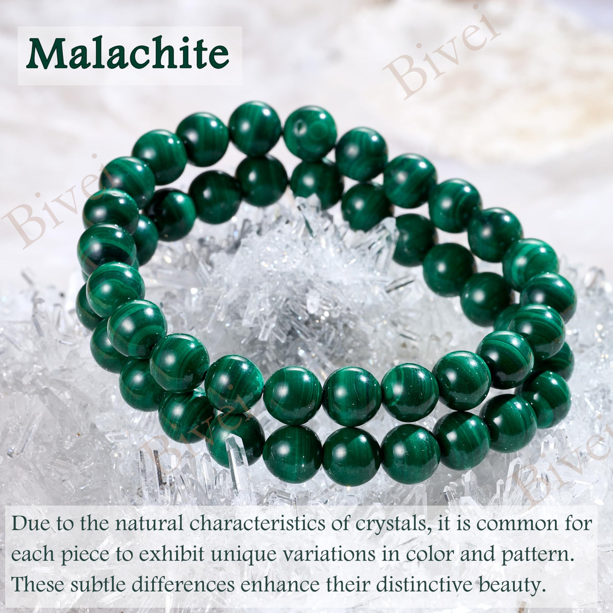 Malachite - Transformation - 8mm Beaded Bracelets for Women Handmade Semi Precious Natural Stone Stretch Elastic Jewelry Yoga Protection Gifts