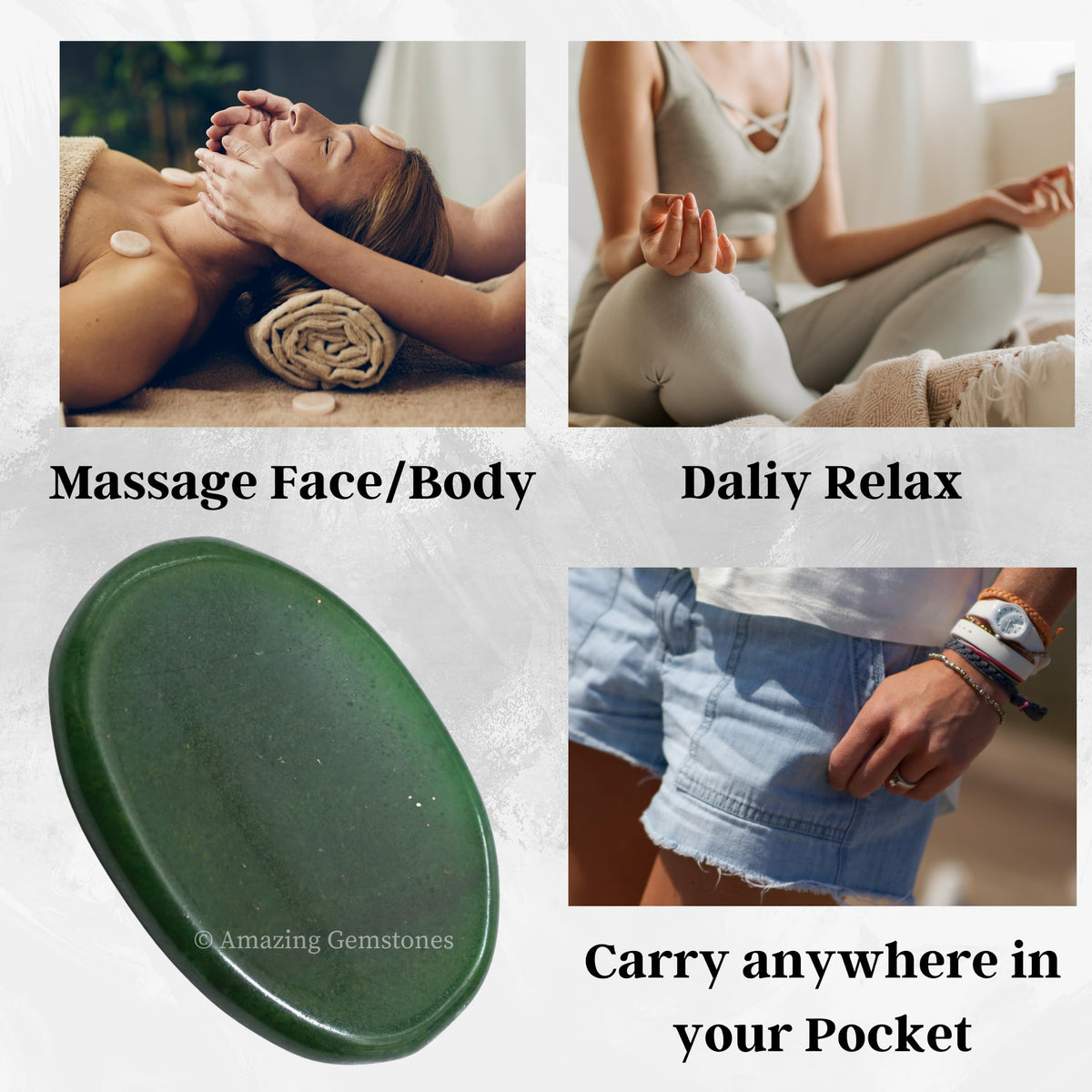 Amazing Gemstone Green Jade Aventurine Worry Stone Crystals and Healing Stones - Worry for Stress Relief Gifts - Piedra Crystal Fidget for Meditation - Unique Stocking Stuffers and Birthday Gifts