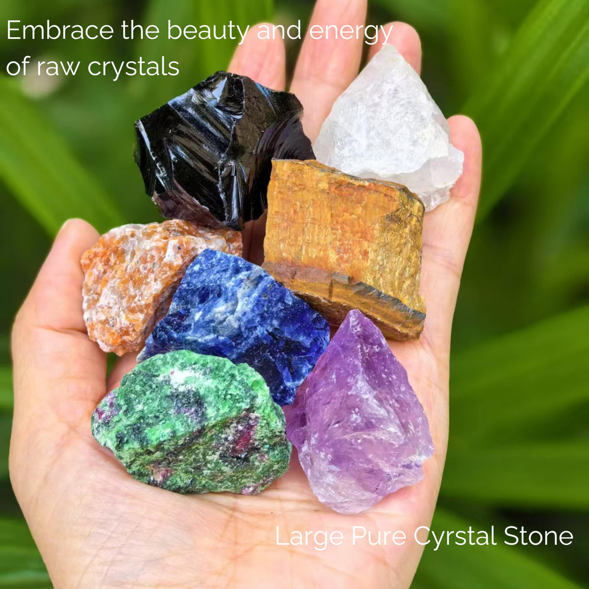 Atminafays Healing Crystals Set – 7 Raw Chakra Stones & Selenite Stick | Unpolished Crystal Healing Stones for Meditation, Yoga, Reiki | Wooden Box with Velvet Pouch & Guide