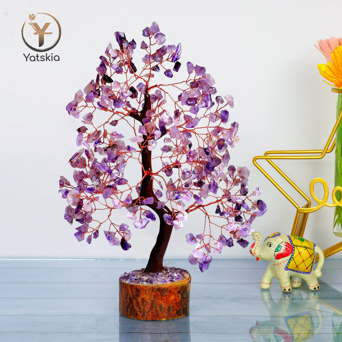 YATSKIA Amethyst Crystal Tree Stones and Crystals Tree of Life, Crystal Home Decor, Good Luck Gifts, Spiritual Gifts for Women