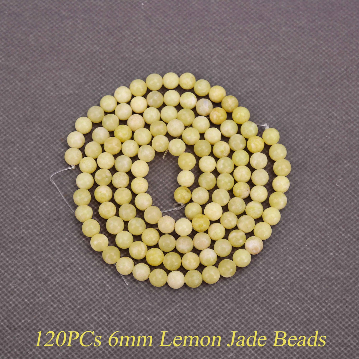 Aurehen Natural Gemstone Beads with Thread Needle Card as Complete Jewelry Making Kit, 120PCS 6mm Genuine Round Loose Energy Stone Spacer Beads, Smooth Healing Crystals for DIY Crafts (Lemon Jade)