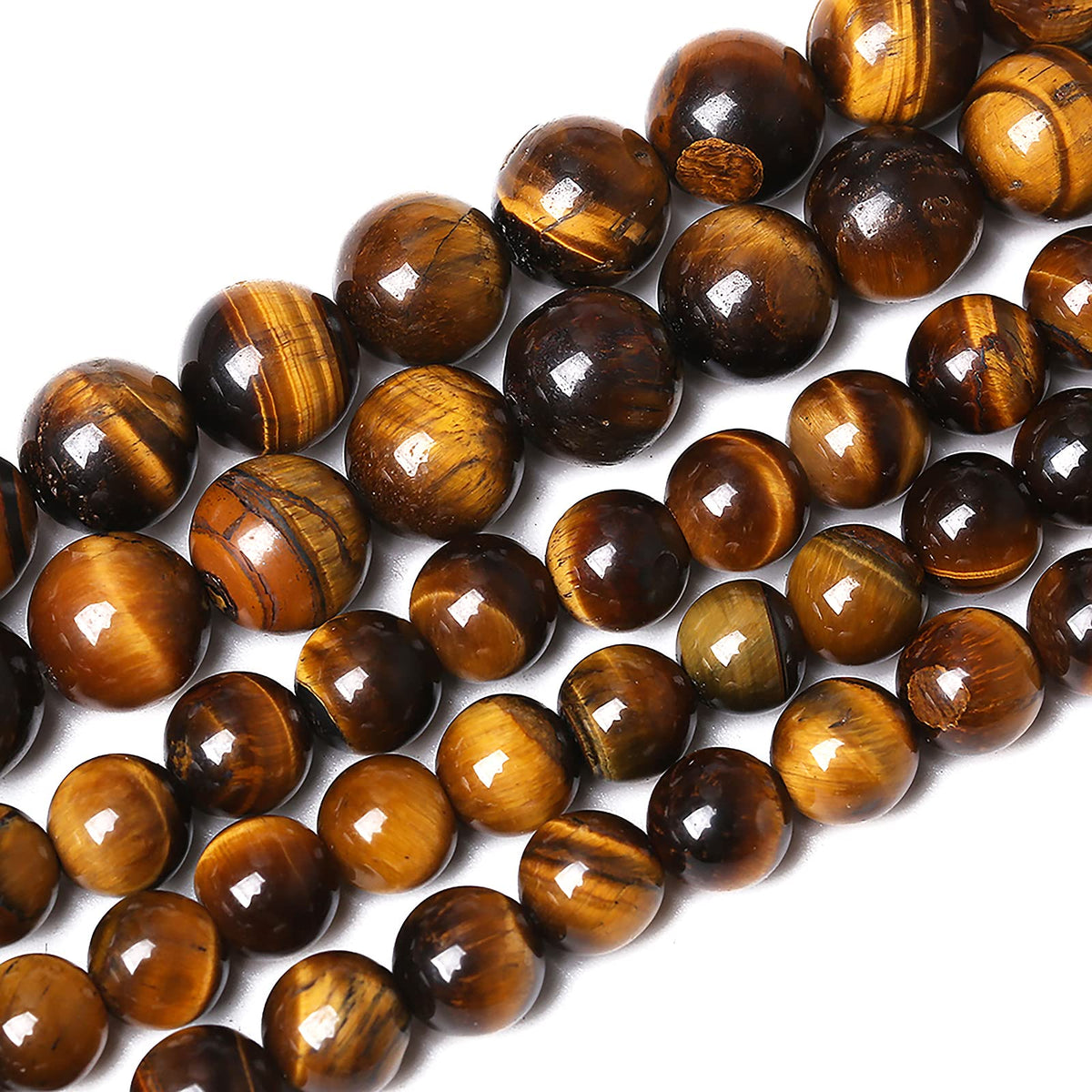 90PCS 8mm Natural Yellow Tiger Eye Stone Beads Semi Gemstone Round Loose Beads for Jewelry Making 32" 2 Strand DIY Bracelet Necklace Earrings