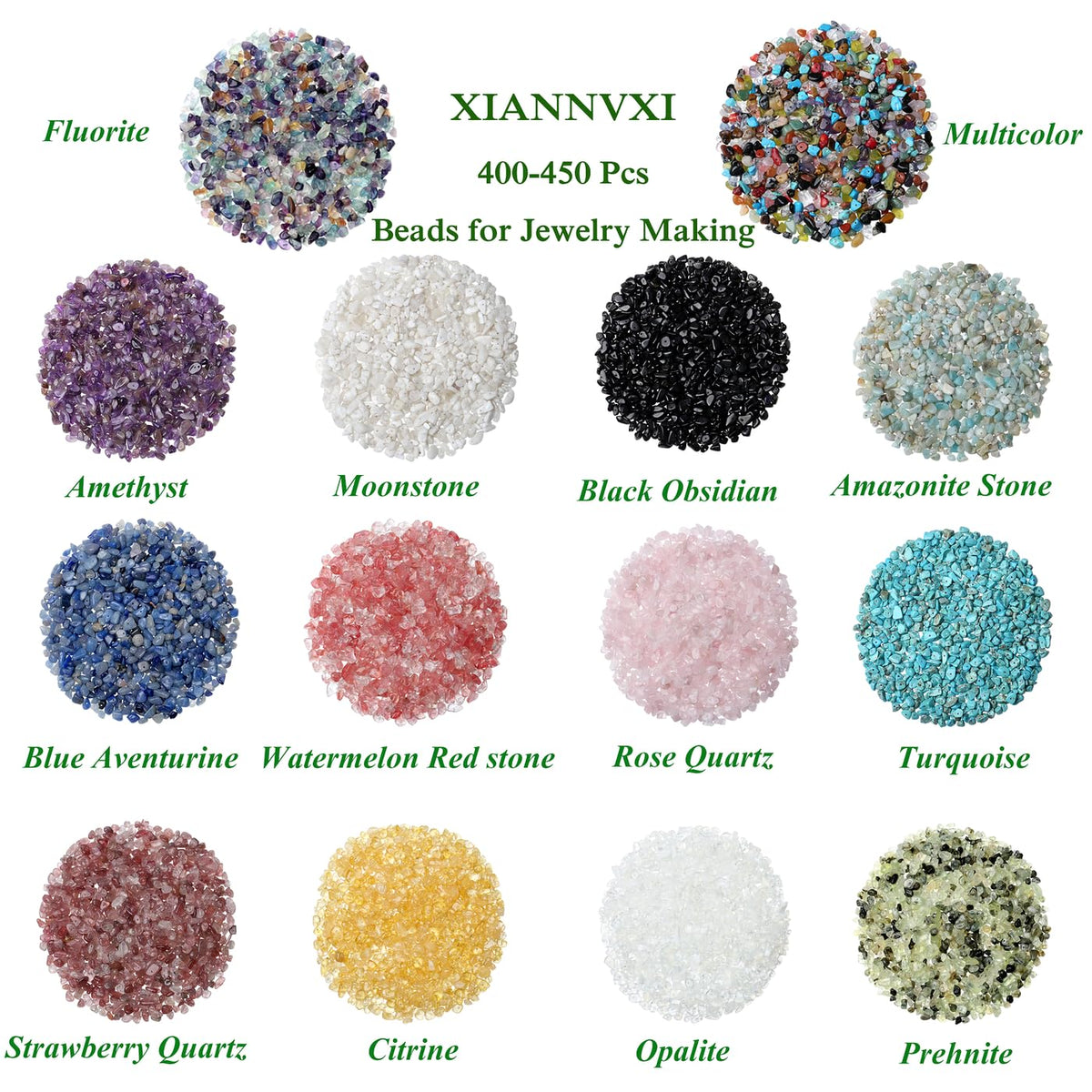 XIANNVXI Amazonite Beads, Natural Chip Stone Beads 400Pcs Crystal Bead 5-8mm Irregular Healing Crystal Loose Rocks for DIY Jewelry Making